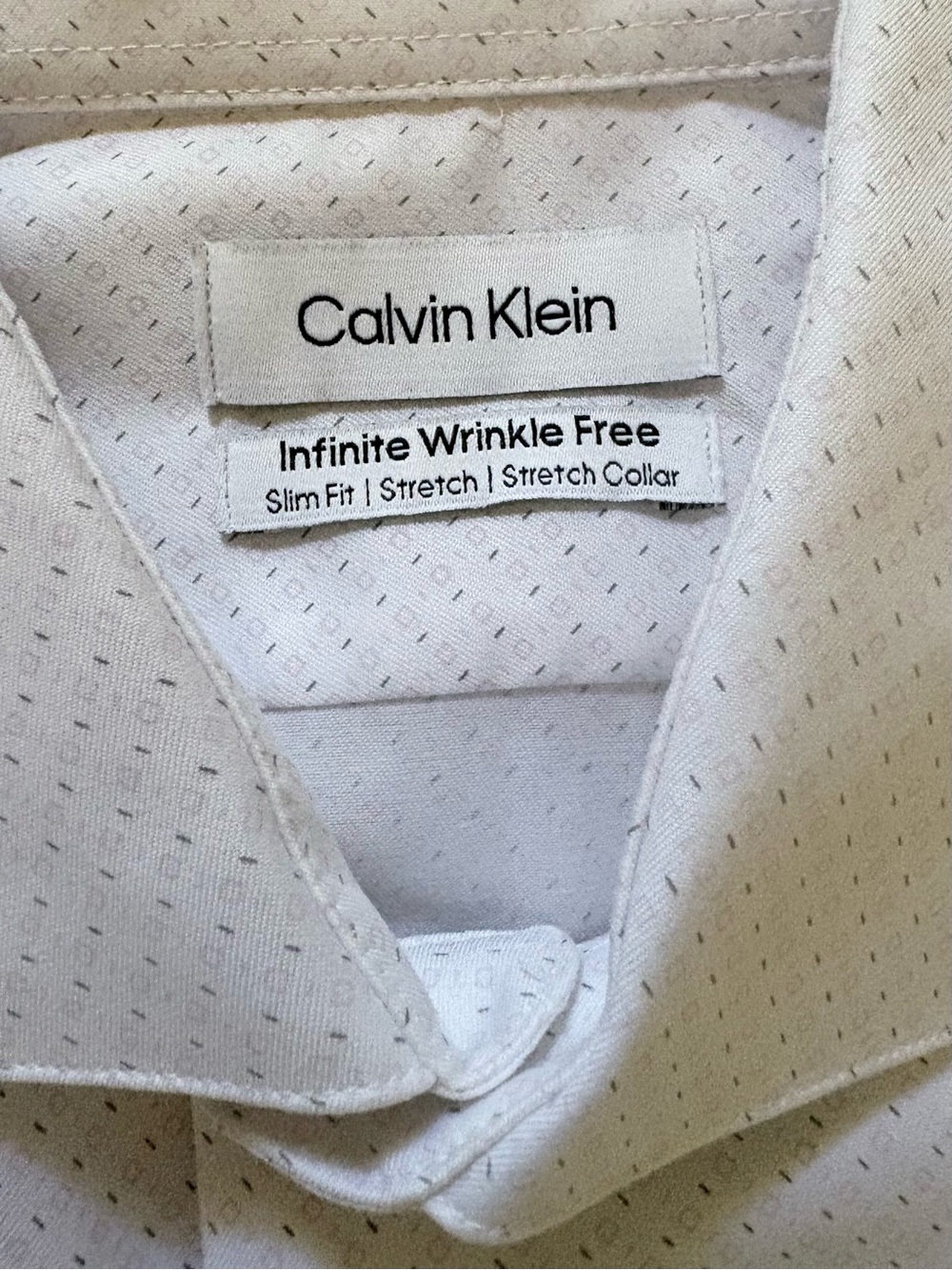 Calvin Klein White Slim Fit Micro-Dot Dress Shirt